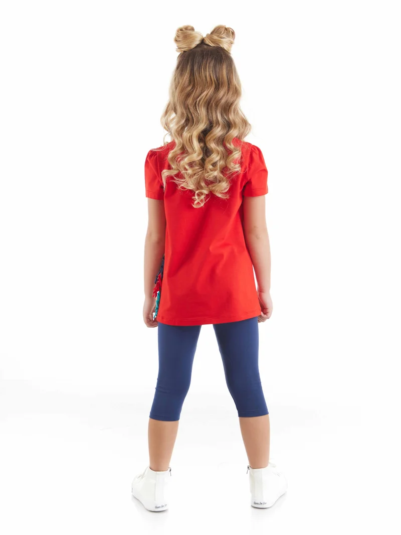 دينوكيدس طقم تونيك وبنطلون ضيق للبنات بتصميم يونيكورن بحار